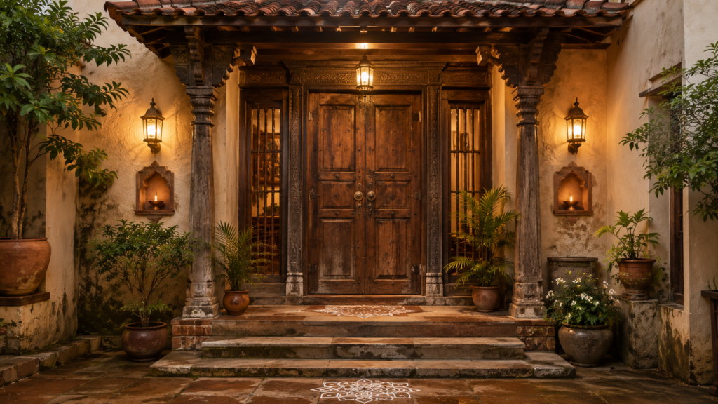 House main door entrance following Vastu Shastra guidelines for positive energy and prosperity.